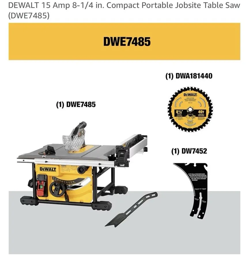 Оборудование ЧПУ Dewalt DWE7485 240V 210mm Compact Table Saw 1850W TieDex