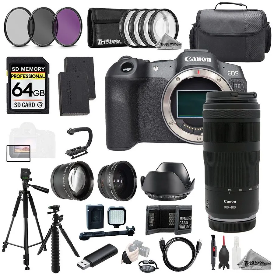 Объектив Canon EOS RP + RF 100-400mm f/5.6-8 IS USM Lens+64GB+ExtBat+9PCFltr-MEG