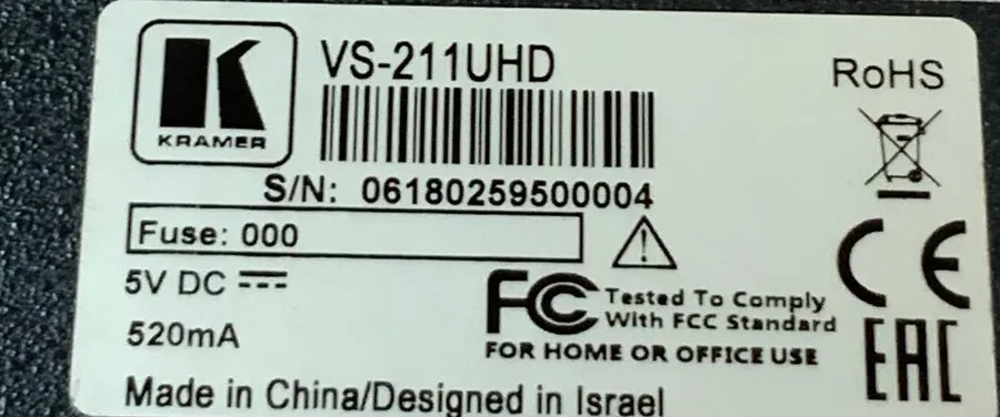 Видеокоммутатор Kramer VS-211UHD HDMI 2x1 Auto Switcher — фото лота 2