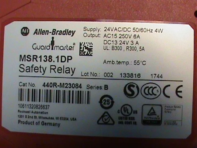 Реле безопасности Allen-Bradley MSR138.1DP Safety Relay 440R-M23084 24VAC/DC Tim