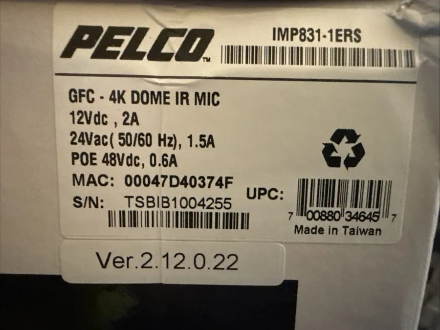 Камера PELCO IMP831-1ERS GFC 4K DOME IR MIC CCTV CAMERA