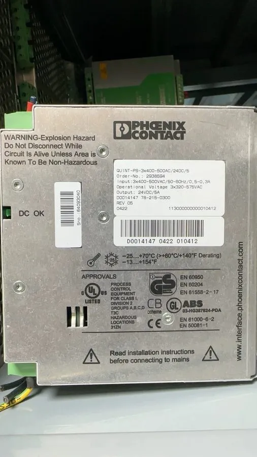 Блок питания PHOENIX CONTACT QUINT-PS-3X400-500AC/24DC/5 POWER SUPPLY 24VDC 5A