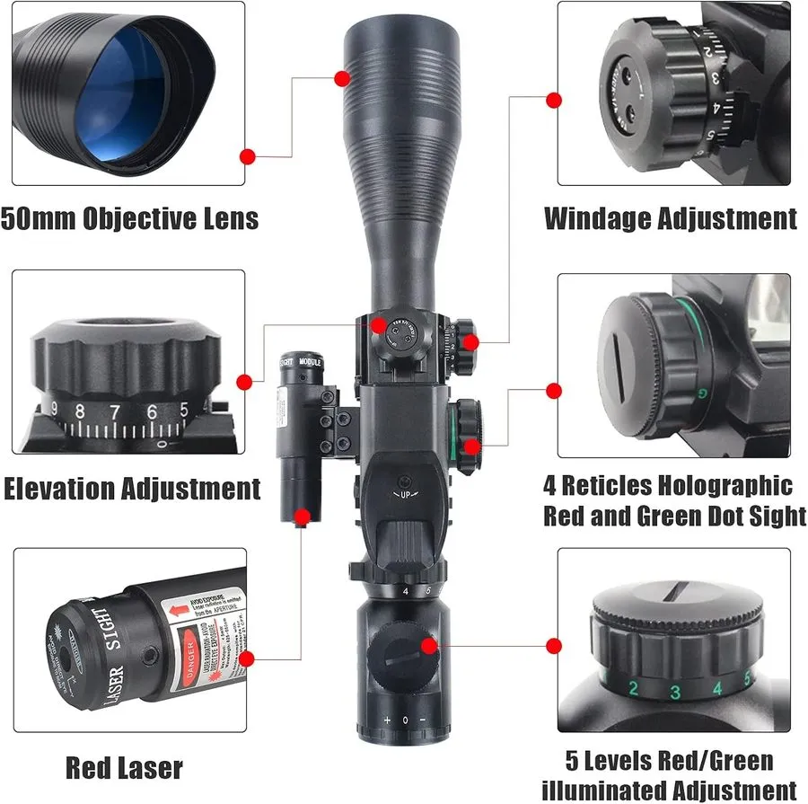 Оптико-электронная система UUQ C4-12X50 Rifle Scope Dual Illuminated Reticle W/L — фото лота 4