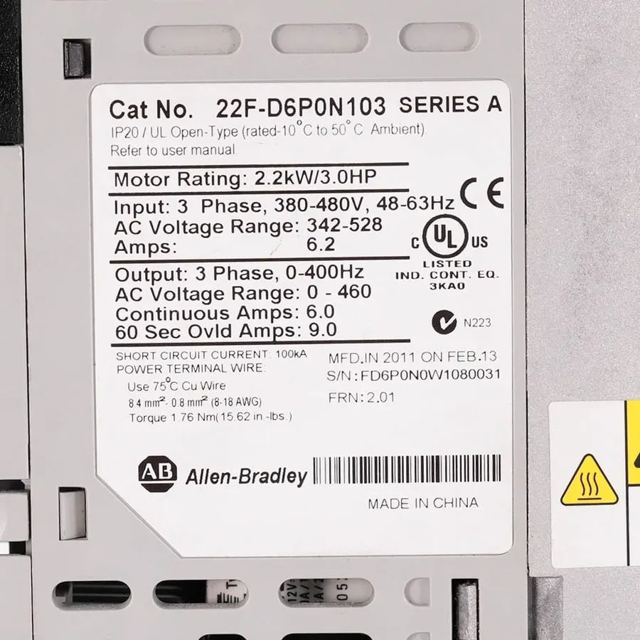 Частотный преобразователь ALLEN-BRADLEY POWERFLEX 4M 2.2KW / 3.0HP AC DRIVE 22F-