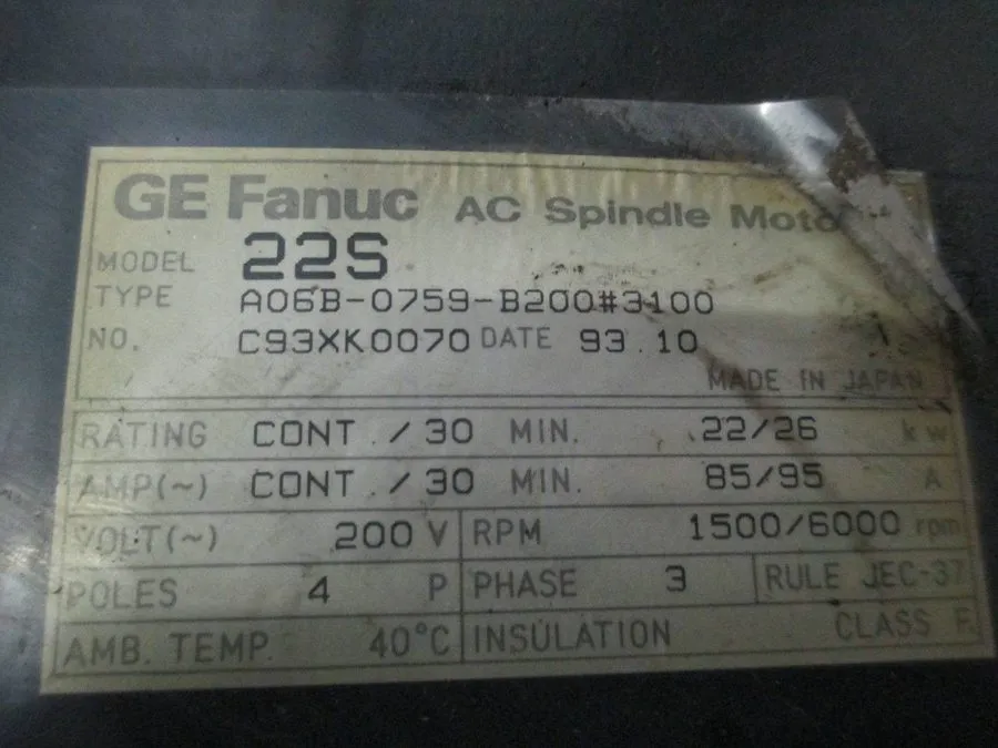 Шпиндель Fanuc AC Spindle Motor A06B-0759-B200 #3000