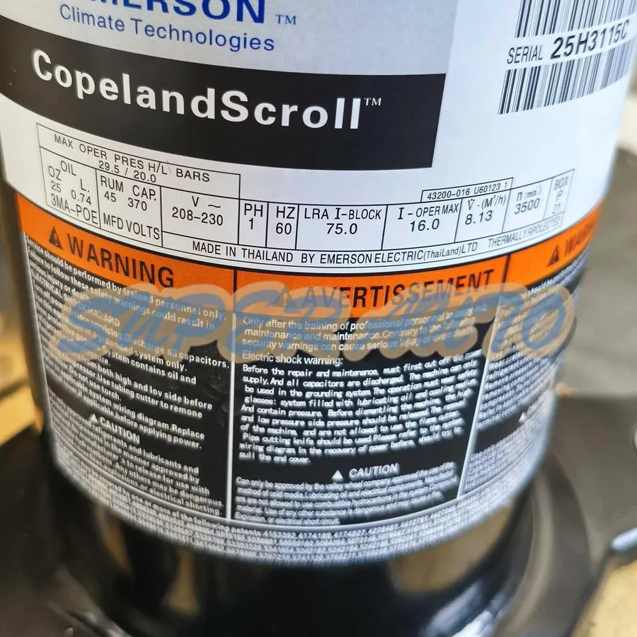 Компрессор Copeland Compressor ZR28K5E-PFV-130 2.5 Tons R22, R407C 208-230/1/60