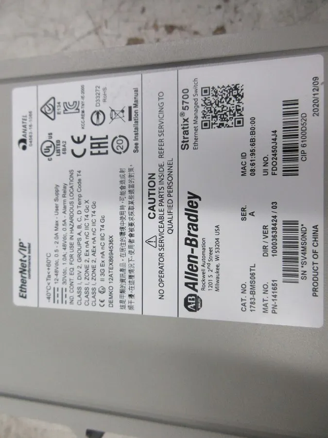 Коммутатор Allen Bradley 1783-BMS06TL Ser A Stratix 5700 Managed Switch 6 Port