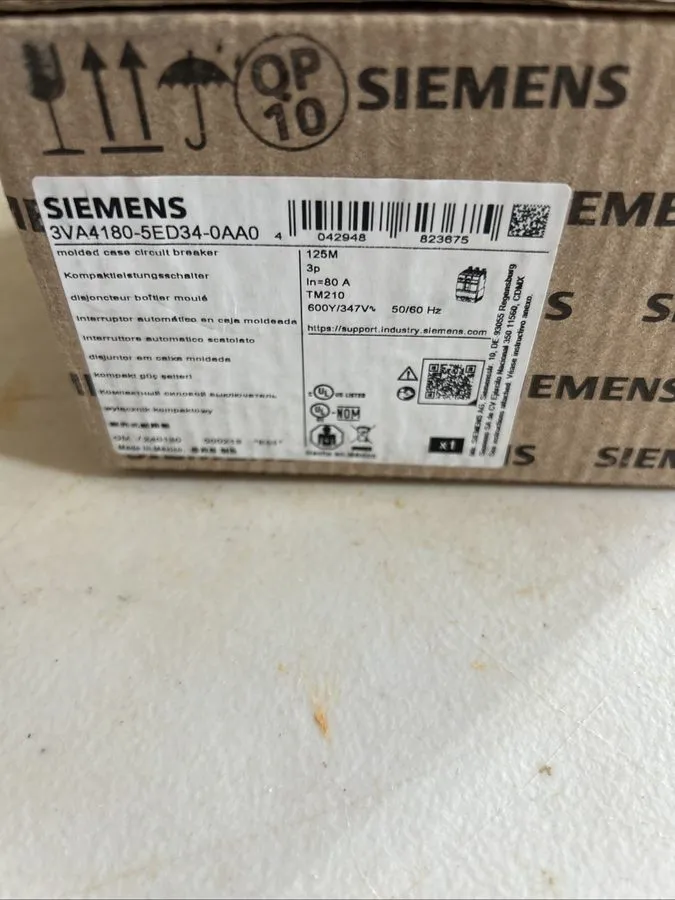 Автоматический выключатель SIEMENS 3VA4180-5ED34-0AA0 ,CIRCUIT BREAKER, 3P/80A / — фото лота 2