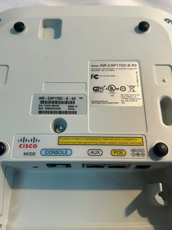 Точка доступа Wi-Fi CISCO Aironet AIR-CAP1702I-B-K9 Dual Radio Wireless Access P — фото лота 3