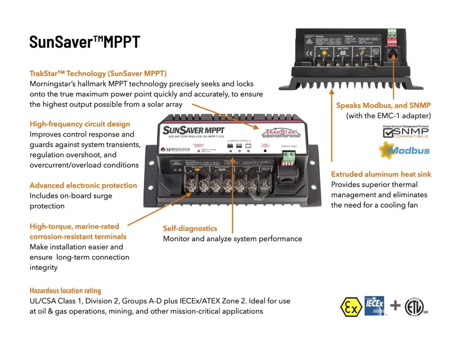 Аккумулятор Morningstar SS-MPPT-15L SunSaver MPPT 15 amp 12/24V Solar Charge Con