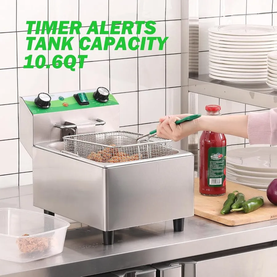 Фритюрница Electric Deep Fryer with Timer 10L/10.6QT Commercial Deep Fryer with 