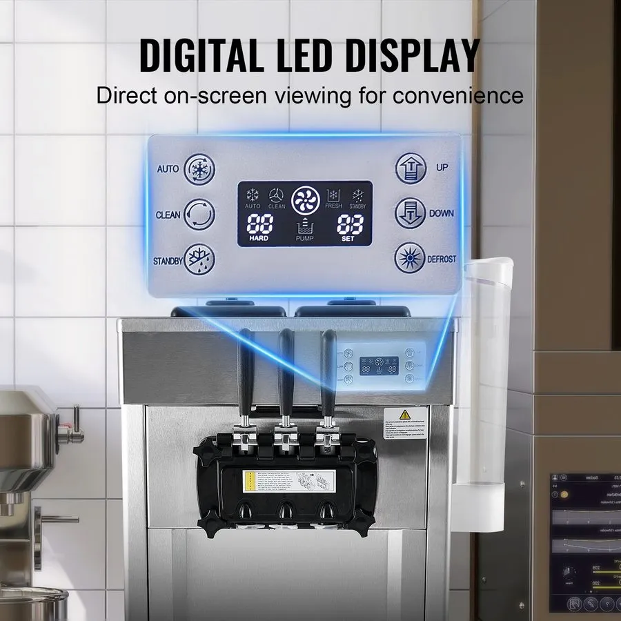 Оборудование для общепита VEVOR Commercial Ice Cream Machine 2200W 3-Flavor Soft — фото лота 4