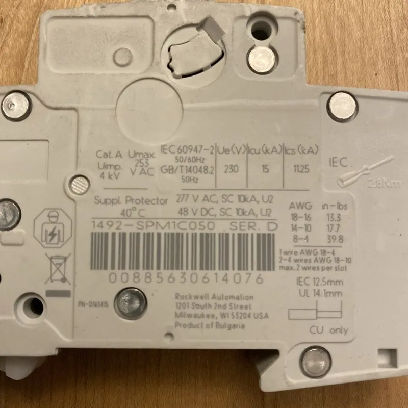Автоматический выключатель Allen- Bradley 1492-SPM1C050 Circuit Breaker 1 Pole 5 — фото лота 2