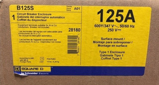 Автоматический выключатель B125S + BDL36100 Square D 3 Pole 100Amp 480V NEMA 1 S