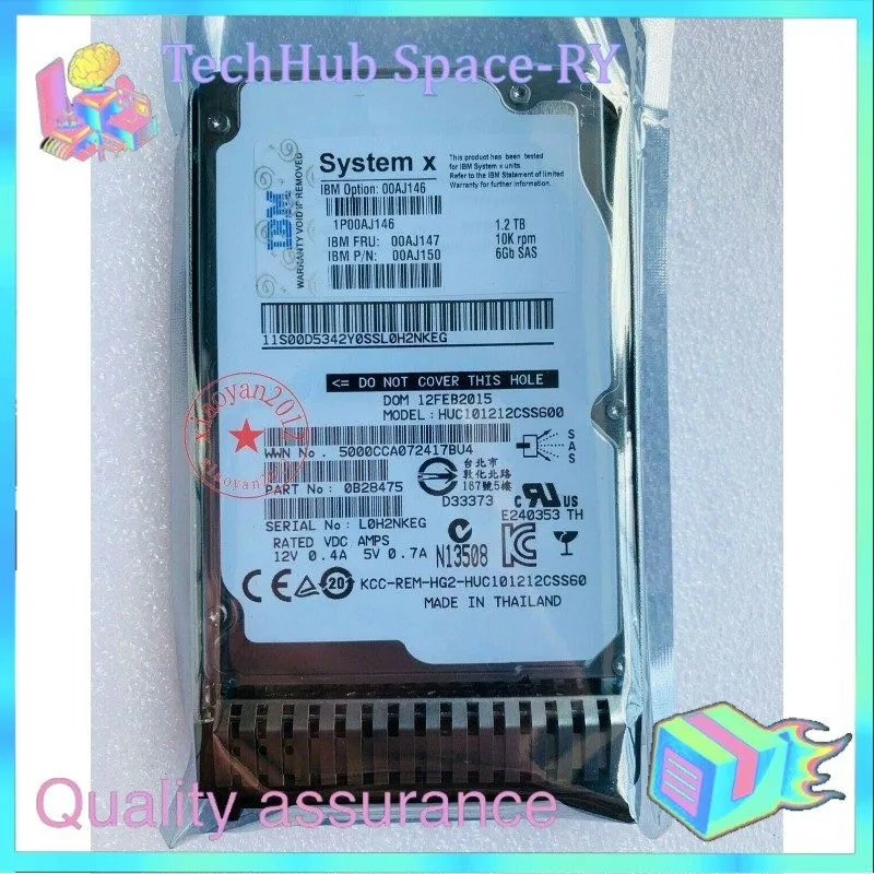 Жёсткий диск Lenovo IBM SAS HDD 1.2TB 10k SAS 6G SFF FRU 00AJ147 00AJ146 PN 00AJ