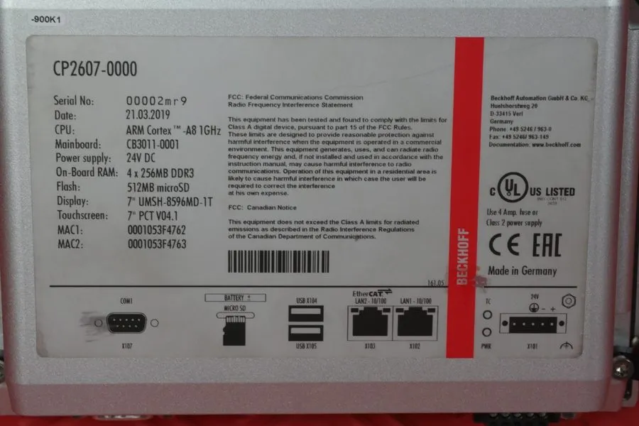 IIoT-устройство Beckhoff CP2607-0000 Multitouch Control Panel Available Now — фото лота 1