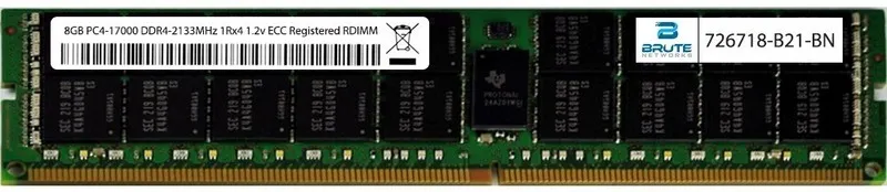 Модуль памяти 726718-B21 HP Compatible 8GB PC4-17000 DDR4-2133Mhz 1Rx4 1.2v ECC 