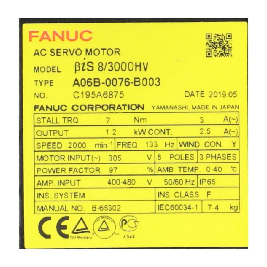 Серводвигатель Fanuc A06B-0076-B003 AC Servo Motor UMP