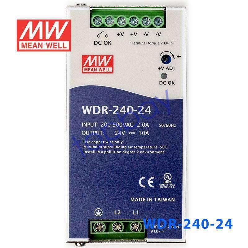 Блок питания MEAN WELL WDR-240-24 240W 24V 10A DIN Rail Industrial Power Supply — фото лота 2