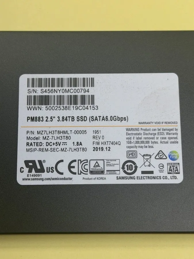 SSD-накопитель Samsung PM883 3.84TB SATA 2.5” Enterprise SSD MZ7LH3T8HMLT 86-88% — фото лота 2