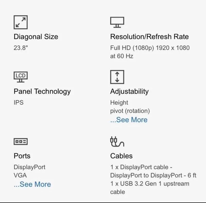 Монитор Dell UltraSharp P2422H 24" Full HD LED Monitor — фото лота 3