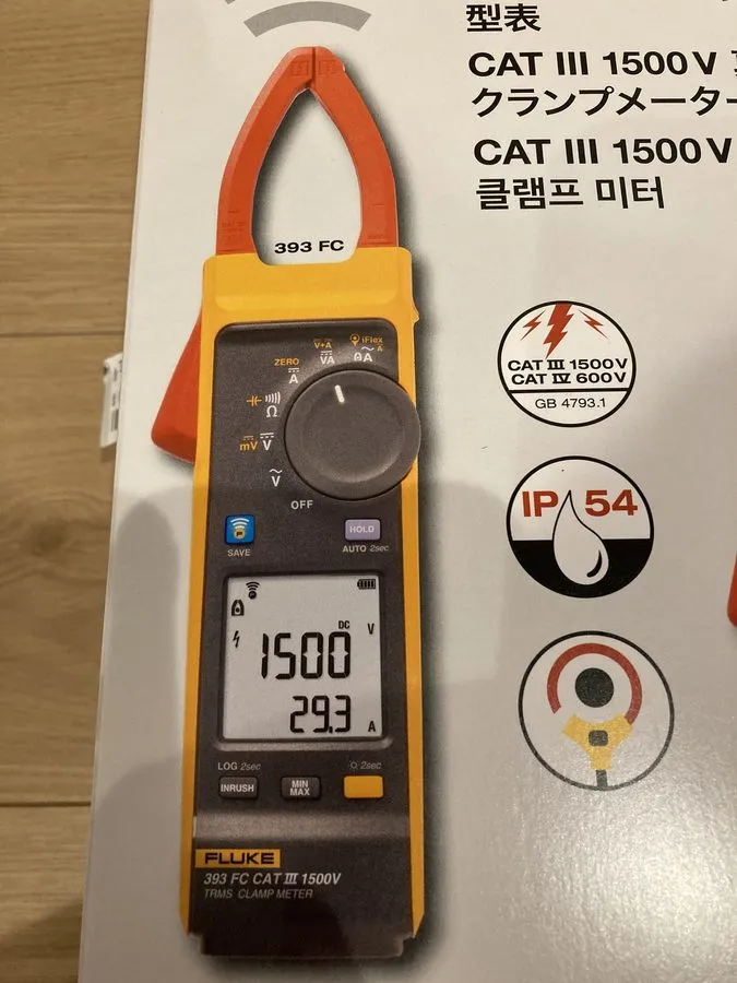 Тестер Fluke 393 FC True RMS Clamp Meter 1500V CAT III, Compact IP54 Rated