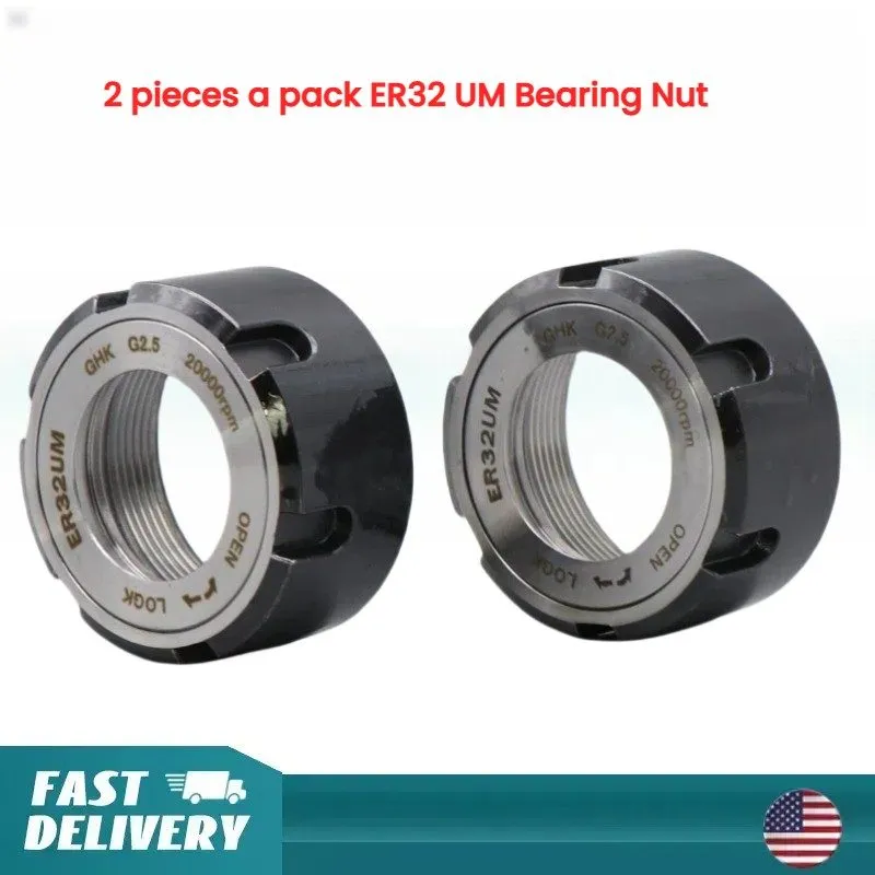 Режущий инструмент 2-Pack ER25UM ER32UM ER40UM Ball Bearing Collet Chuck Nut Wel