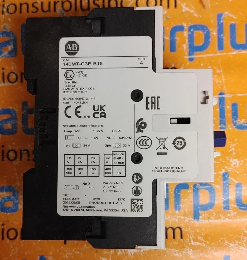 Автоматический выключатель Allen Bradley 140MT-C3E-B16 Motor Protection Circuit 