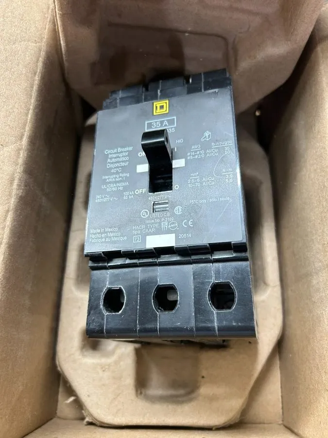 Автоматический выключатель EJB34035 SQUARE D 3 POLE 35 AMP 480V BOLT-ON CIRCUIT 