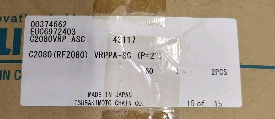 Конвейер ft Tsubaki RF2080 VRPPA-SC Free Flow Conveyor Chain Plastic Rollers — фото лота 1