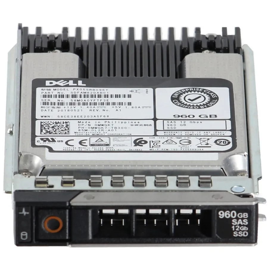 Сервер 0MWGK7 Dell PX05SRB096YSAS 960GB 2.5"12G PowerEdge R650 R750 Server SSD