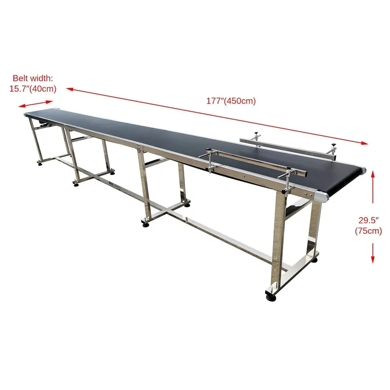 Конвейер Long Foldable Belt Conveyor 177"L x 15.7"W Flat Conveyor 4-18m/min Adju