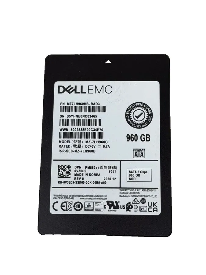 SSD-накопитель Dell PM883 960GB 0V36D9 1 DWPD SATA 6Gb/s 3D TLC 2.5" Enterprise  — фото лота 1
