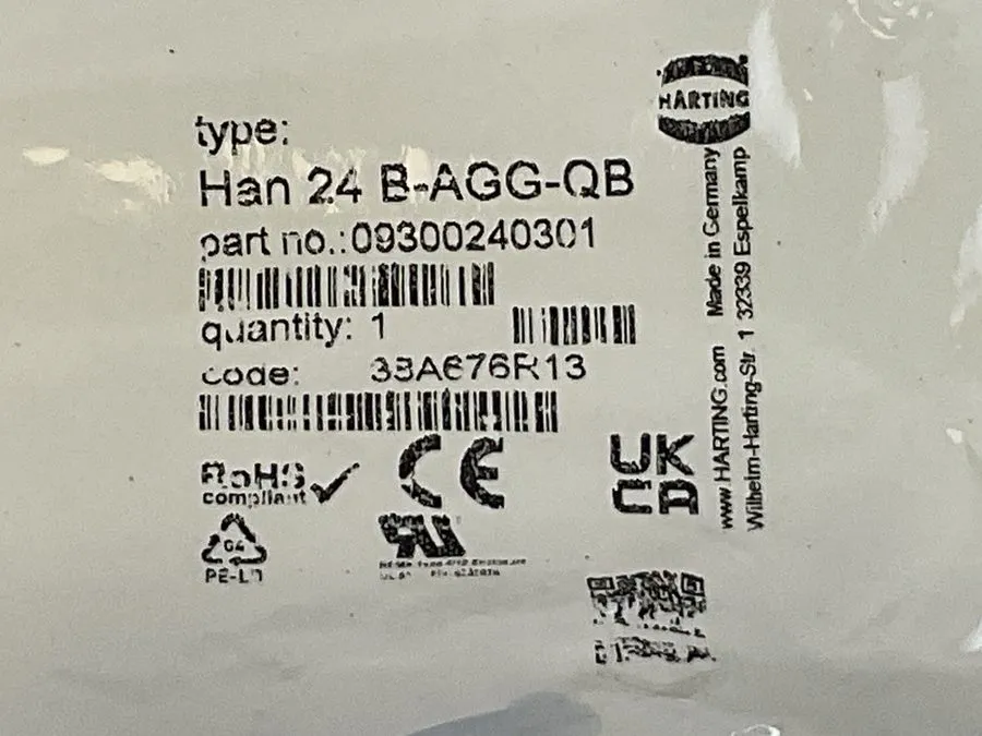 Разъём HARTING HAN 24B-AGG-QB, HINGED HOUSING CONNECTOR, 09300240301