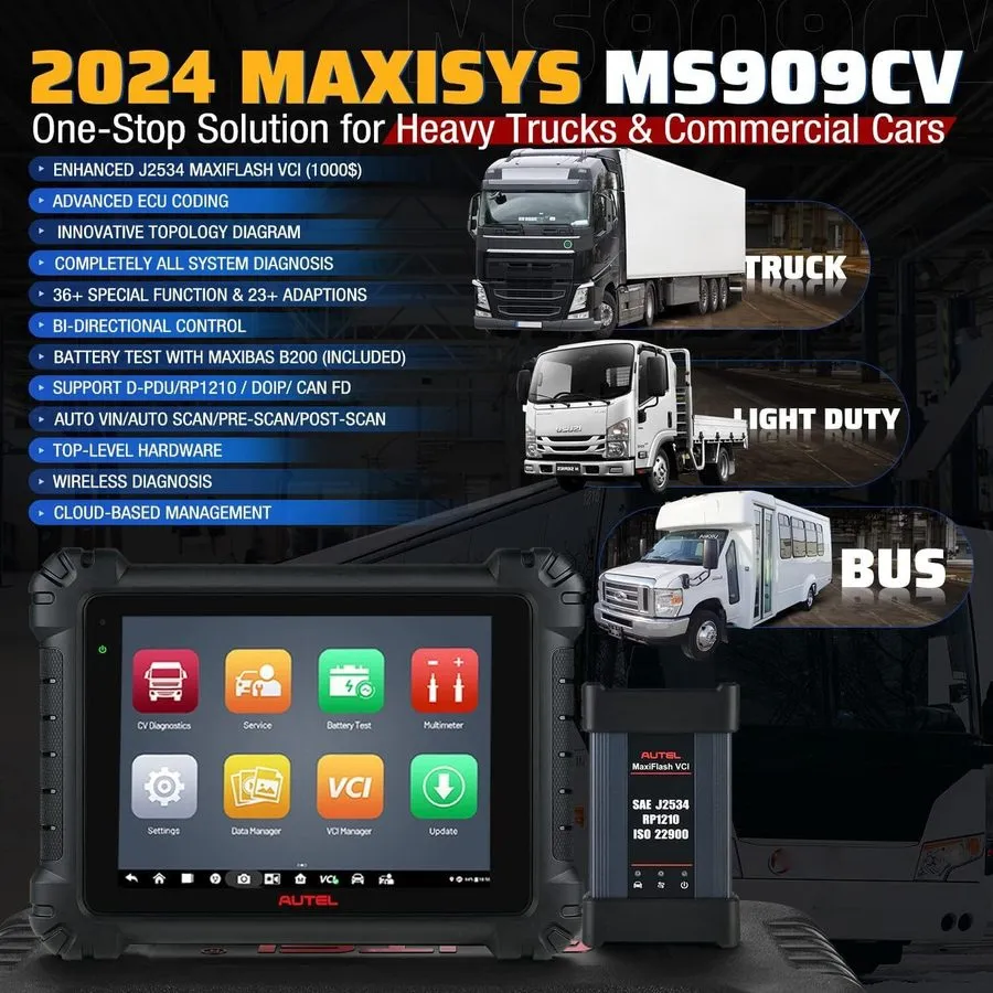 Диагностический сканер Autel Maxisys MS909CV OBD2 Diagnostic Heavy Duty Truck Sc