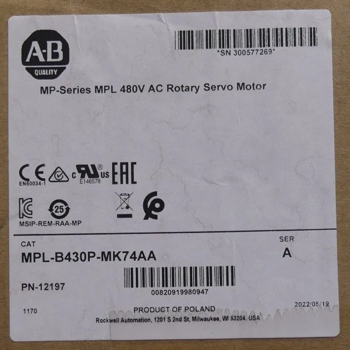 Серводвигатель Allen-Bradley MPL-B430P-MK74AA Servo Motor