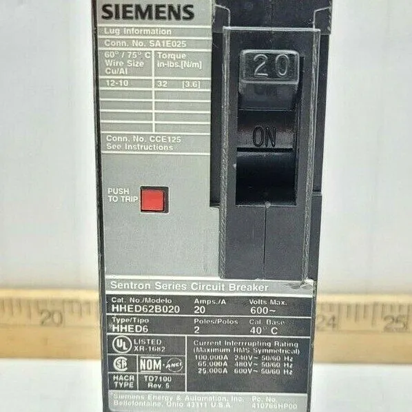 Автоматический выключатель SIEMENS SENTRON SERIES 20 AMP CIRCUIT BREAKER 2P 600  — фото лота 4