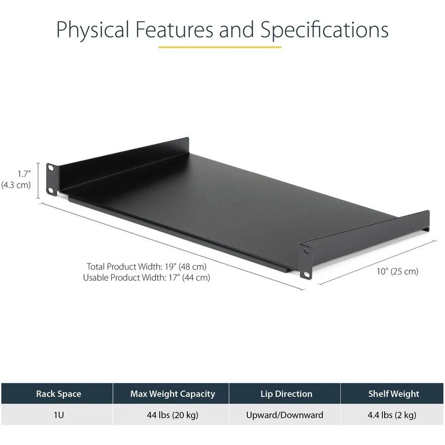 Стойка/шкаф StarTech CABSHELF1U10 1U 10" Deep Fixed Rack Shelf — фото лота 4