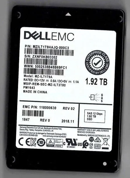 SSD-накопитель Samsung PM1643 1.92TB 2.5" Enterprise SAS SSD — фото лота 1