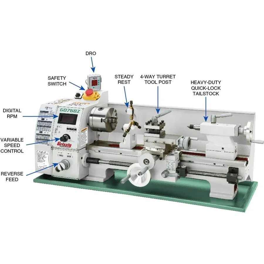 Оборудование ЧПУ G0768Z 8" x 16" Variable-Speed Benchtop Metal Lathe with DRO — фото лота 2