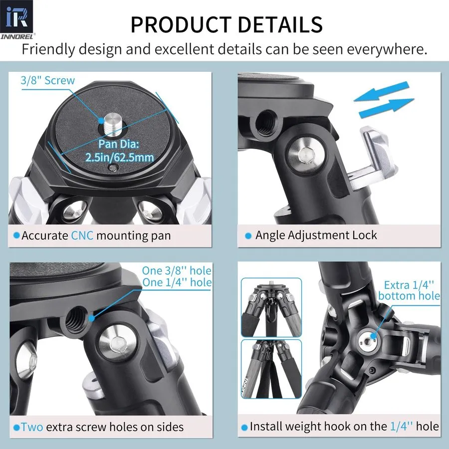 Оборудование видеонаблюдения Carbon Fiber Tripod INNOREL KT324C Without Head Pro — фото лота 2