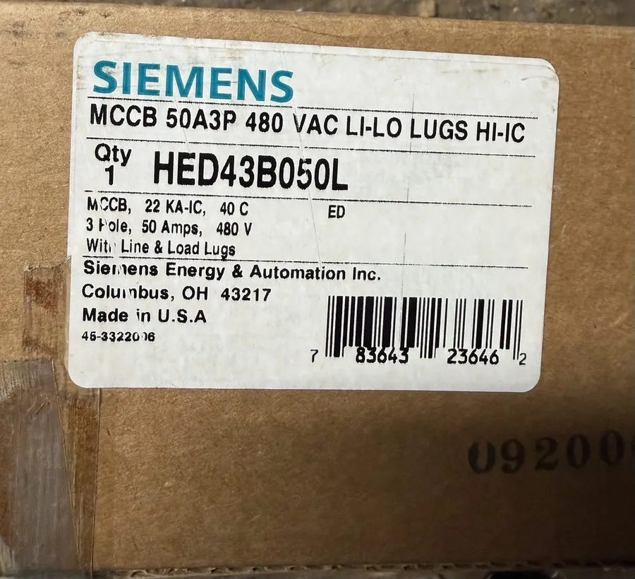 Автоматический выключатель Siemans HED43B050L Molded Case Circuit Breaker 3 Pole — фото лота 1