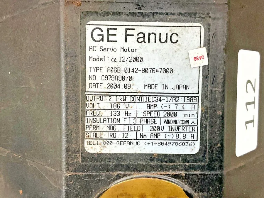 Серводвигатель Fanuc GE A06B-0142-B076#7000 a12/2000 AC Servo Motor 186 V 2.1 kW
