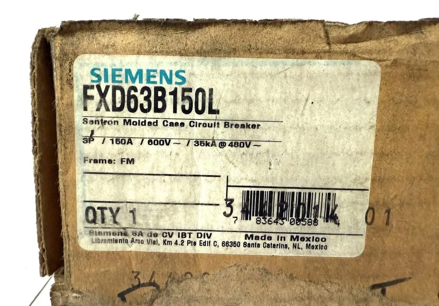 Автоматический выключатель Siemens FXD63B150L Sentron Circuit Breaker 3P 150A 3P