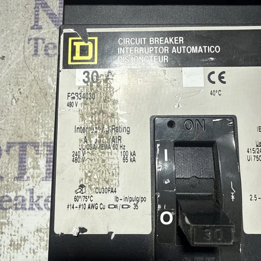 Автоматический выключатель SQUARE D 30A CIRCUIT BREAKER 480V 3-POLE FCB34030 — фото лота 1