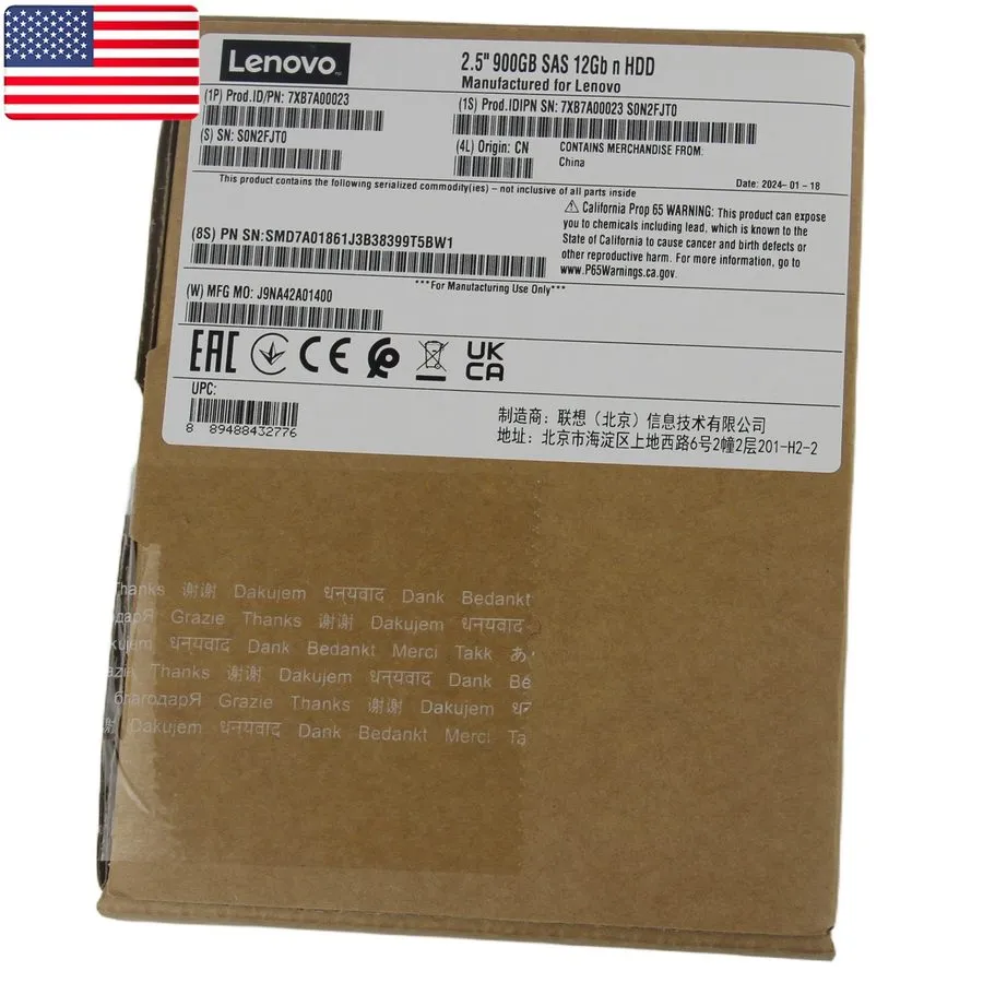 Жёсткий диск Lenovo 00YK012 7XB7A00023 2.5 " 900GB 15K SAS 12G HDD HARD DRIVE