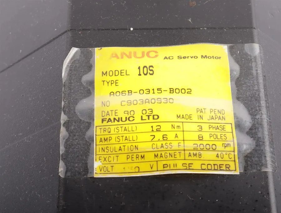 Серводвигатель FANUC AC Servo Motor A06B-0315-B002 Good Condition