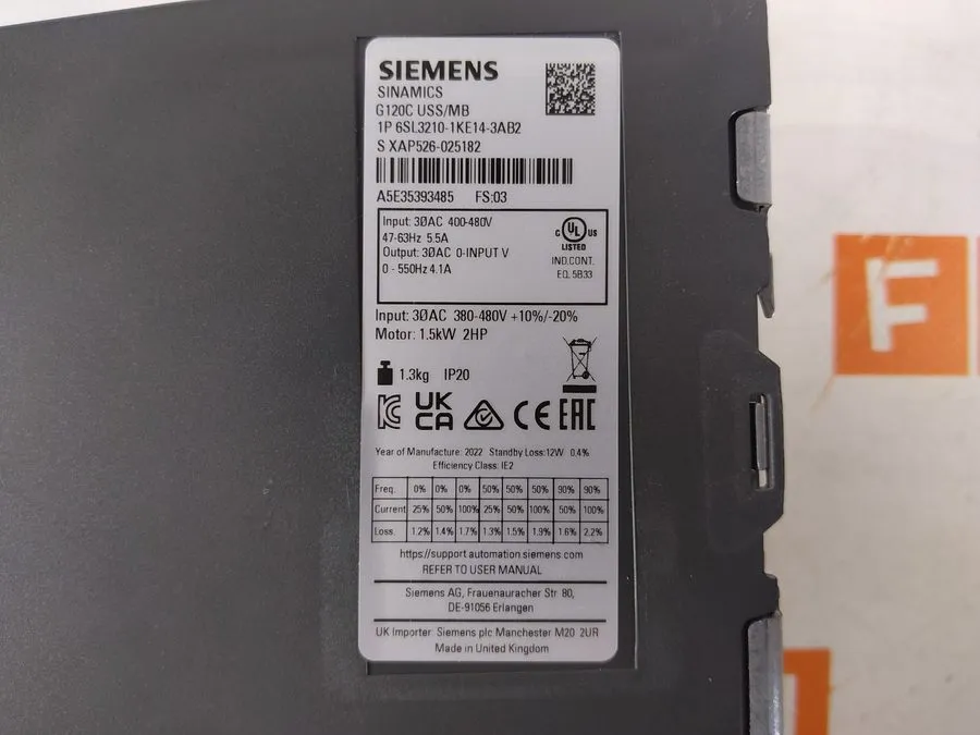 Частотный преобразователь 6SL3210-1KE14-3AB2 SIEMENS SINAMICS G120C RATED POWER — фото лота 2
