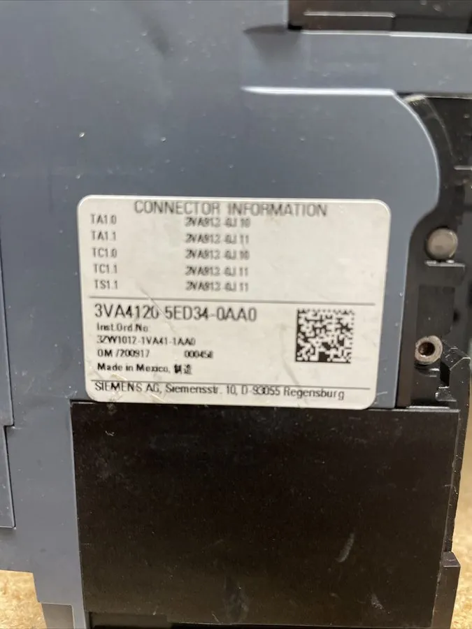 Автоматический выключатель SIEMENS 3VA4120-5ED34-0AA0 ,CIRCUIT BREAKER, 3P/20A /