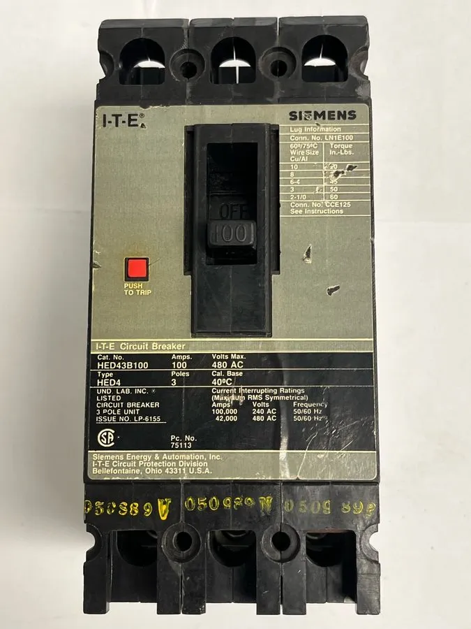Автоматический выключатель Siemens Sentron Circuit Breaker HED43B100 3P 100 Amp 